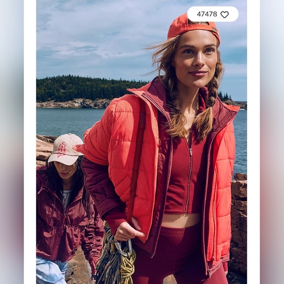 Free People Pippa packable puffer jacket hot watermelon - Picture 3 of 10
